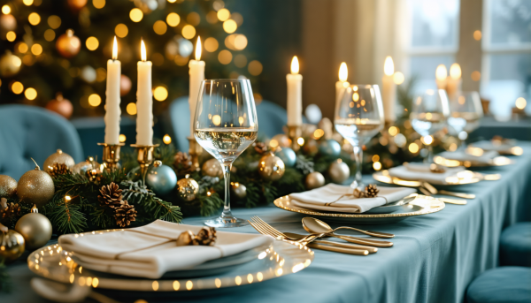 Bild einer weihnachtlichen Festtagstafel (Dreamstudio)